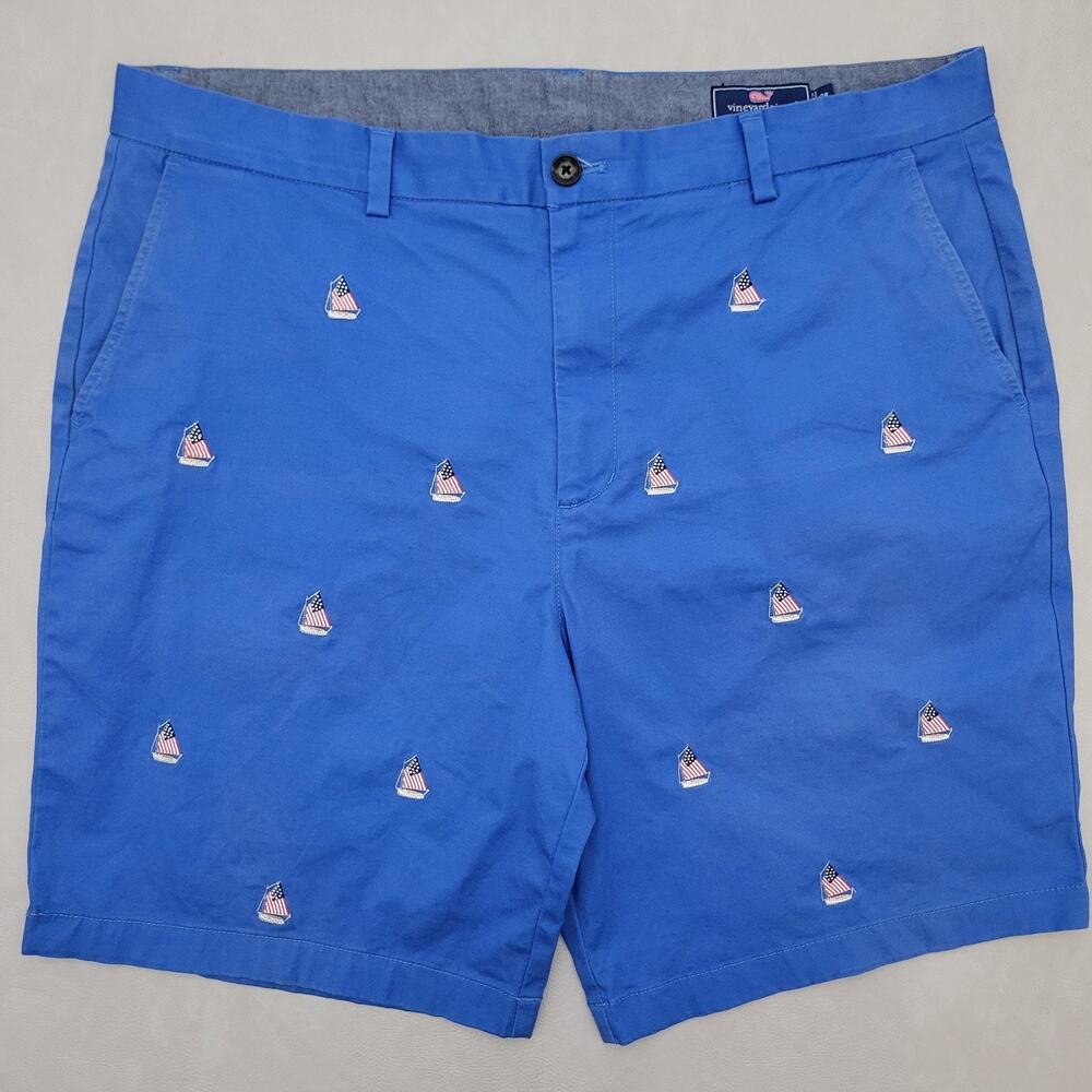 VINEYARD VINES Mens 38 Novelty Shorts 9" embroidered Breaker Shorts Tide Blue